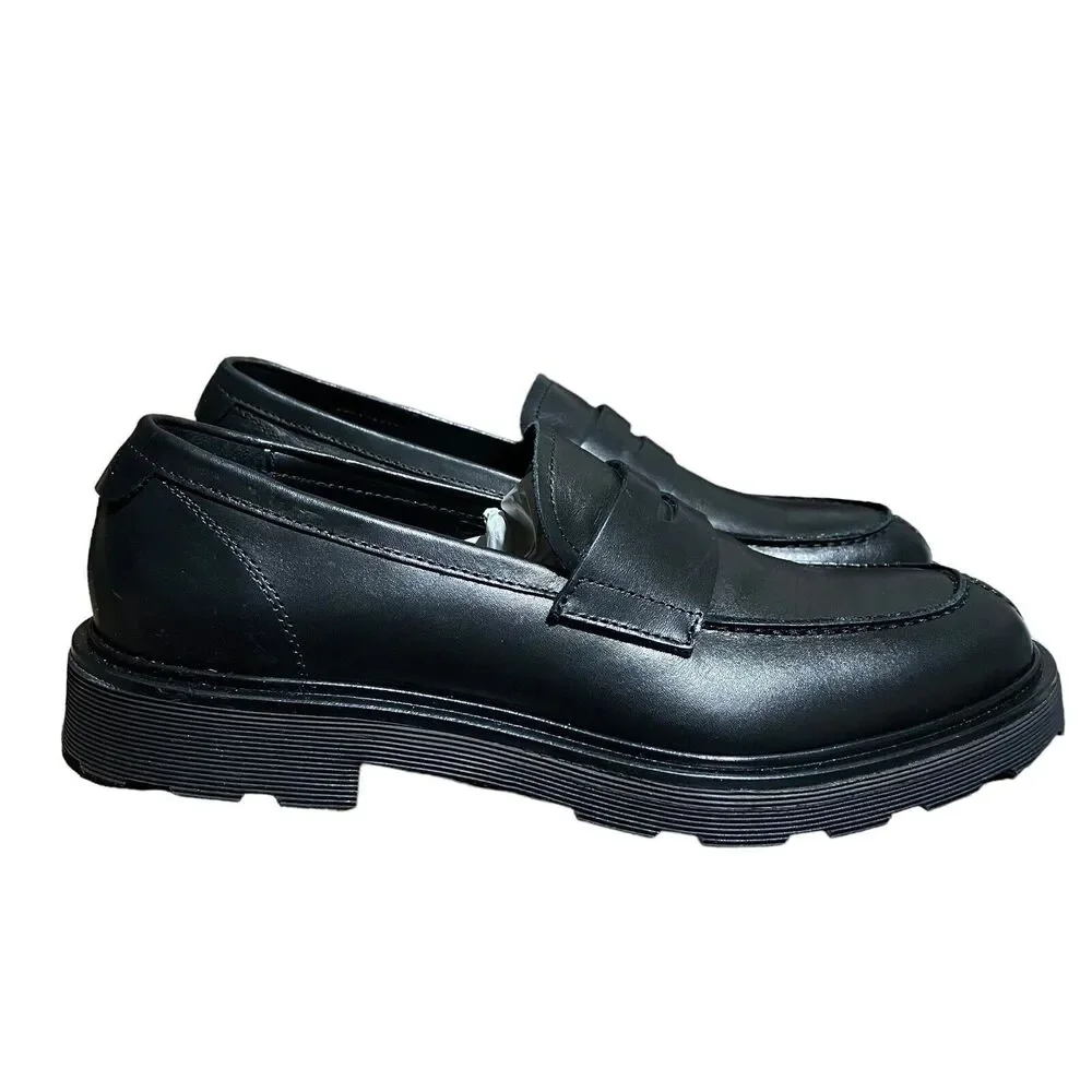 Good Man Brand Men’s 7.5 Black Leather Lexington Penny Loafers By Russell Wilson